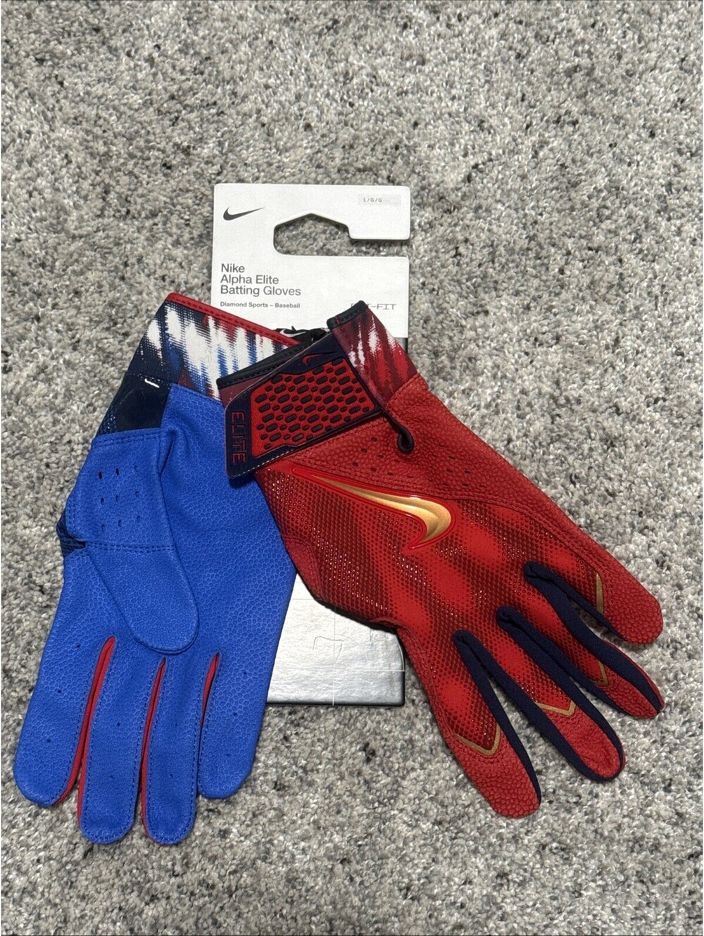 Nike Alpha Elite Batting Gloves Mens Size Large July 4th Baseball NWT